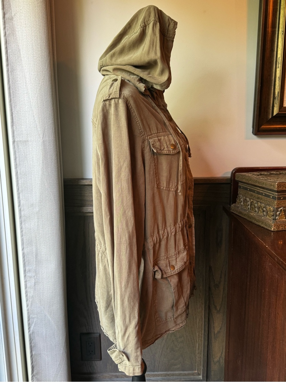 Angie Hooded Utility Jacket in Olive Medium - Picture 5 of 9